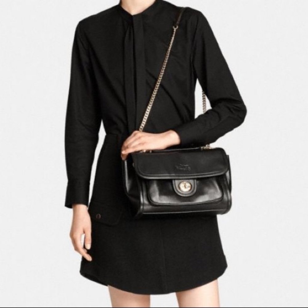Coach Ranger Flap bag Black leather with Gold hardware